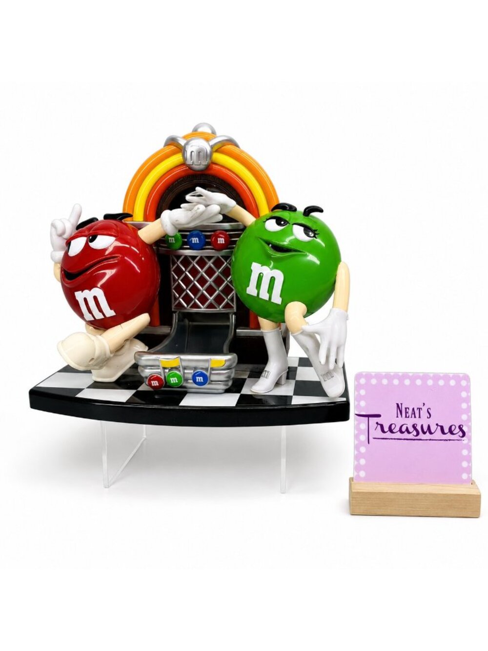 Y2K M&M's JUNK BOX Rock & Roll Red Green Hard Plastic Candy Dispenser Retried